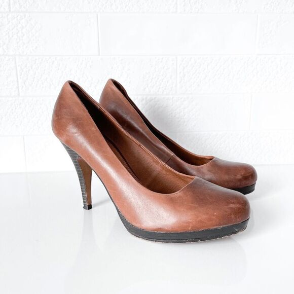 Aldo Womens Slip On Almond Toe Platform High Heel Brown 8 - Picture 1 of 10